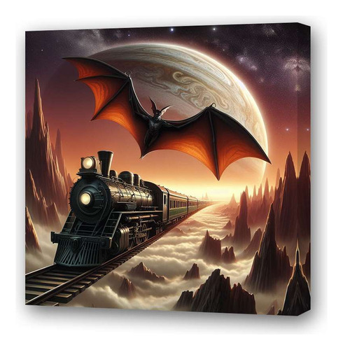 Cuadro 60x60cm Tren Alas Murcielago Volando M2