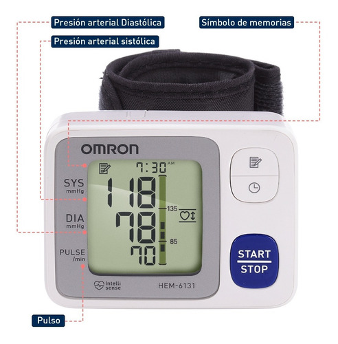 Imagen 5 de 7 de Omron Monitor De Presión Arterial De Muñeca Hem-6132 Color Blanco