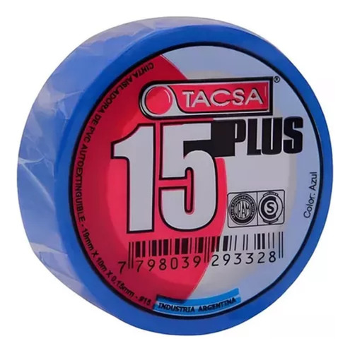 Cinta Adhesiva Aisladora Pvc 15 Plus De 10mts Tacsa Azul X 5