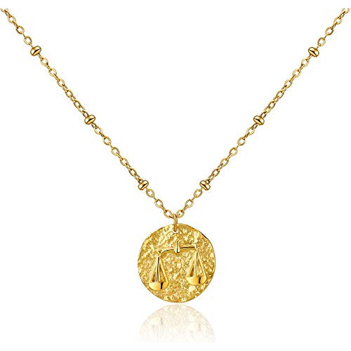 Zodiaco Moneda De Relieve Collar Mujeres De Acero Inoxi...