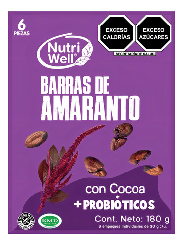 Nutriwell Barras De Amaranto 180g Con Cocoa