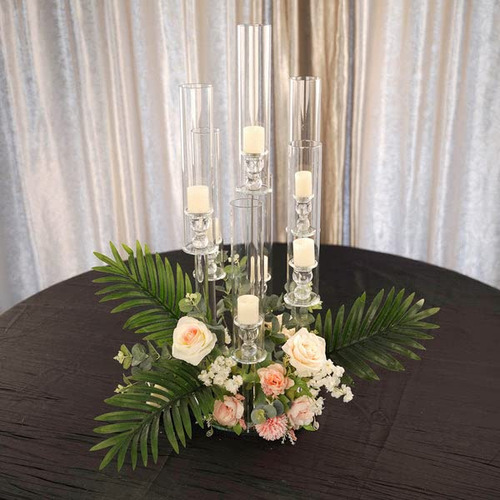 Efavormart Candelabro Redondo 33  Alto 7 Brazo Cristal Base