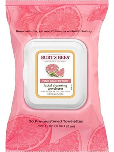 Burt S Bees Limpieza Toallitas Faciales Toronja Rosa 30 Ea