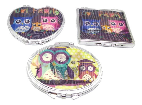 Espejo Holográfico X 25 Buho Cartera Spa Souvenirs Doble