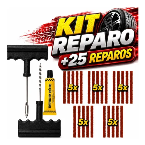 Kit Reparo Pneus 25 Remendo Macarrao Carro Moto Sem Camara