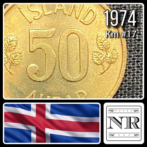 Islandia - 50 Aurar - Año 1974 - Km #17 - Escudo :