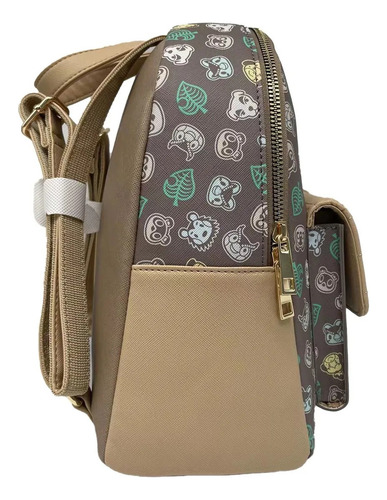 Mini Mochila Animal Crossing | Para Switch, Viajes Y Más Marrón Claro Estampado