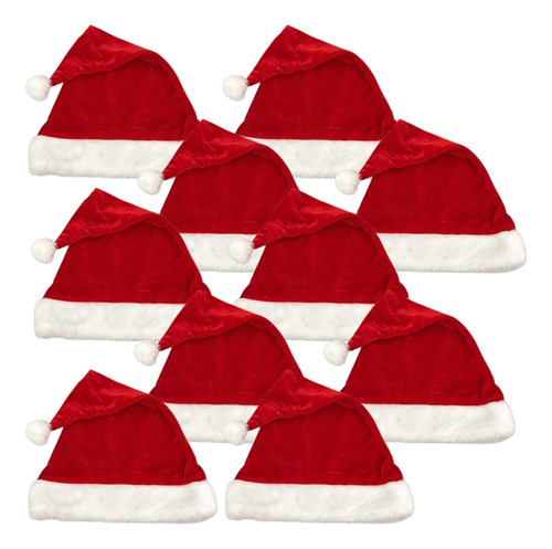 Kit 10 Gorros De Papai Noel  Lembrança De Natal