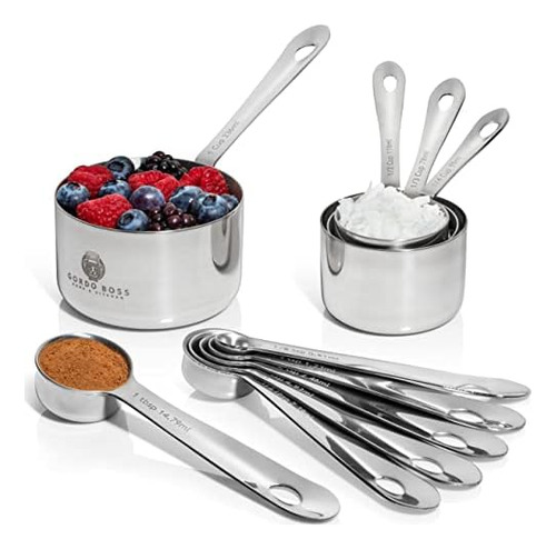 Juego De Tazas Y Cucharas Medidoras De Acero Inoxidable - Ju