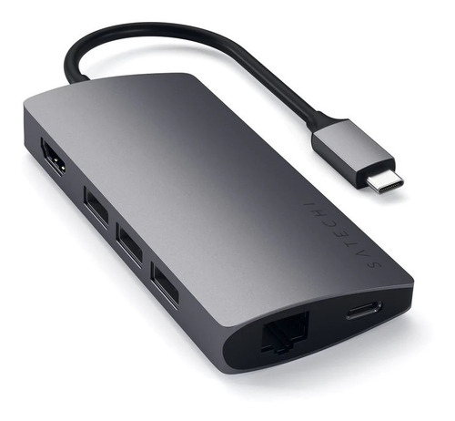 Cable usb tipo c Satechi ST-TCMA2M gris con entrada USB Tipo C salida USB, Ethernet, HDMI, SD, Micro SD
