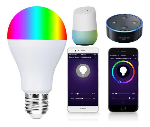 Lámpara Rgb Wifi - Led Smartbulb 10w - Fría-cálida Y Colores