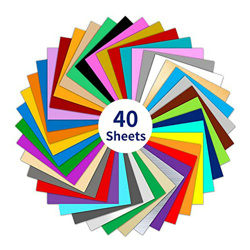 40 Hojas De Vinilo Adhesivo Permanente  (12 X12 ) - 40 Color