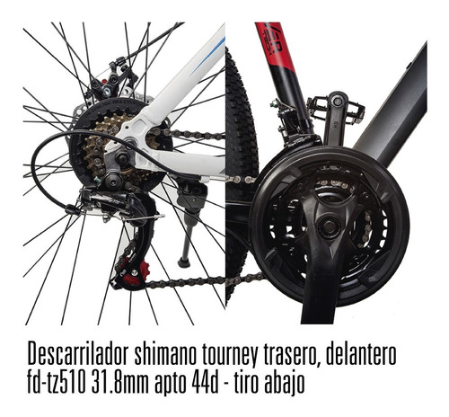Imagen 9 de 10 de Bicicleta Mtb Overtech R29 Aluminio Full Shimano Freno Disco