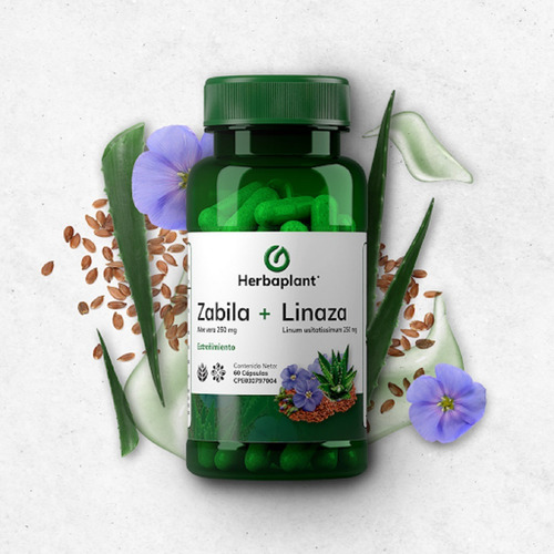 Sábila + Linaza 250-250 Mg 60 Cápsulas Herbaplant Zábila