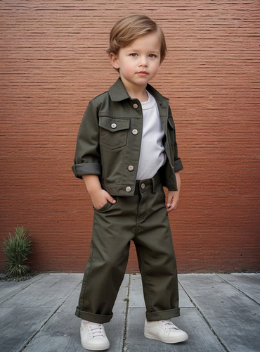 Pantalon Bebe Gabardina Rigida Recto Ancho Moda Guimel Kids