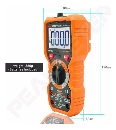 Peakmeter Pm18c Digital Multímetro Dc Ca Ca Multímetro De De