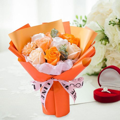 Ramo De Flores De Jabón Jabón De Baño De Rosa Naranja