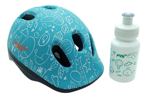 Kit Capacete Squeeze 250ml Kids Baby Infantil Ciclismo Bike Cor Verde Aqua Tamanho Unico