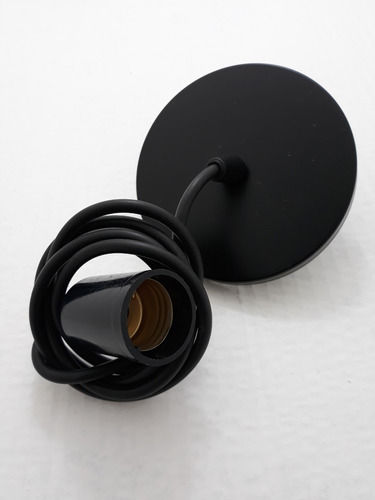 Kit 2 Fios Pendente 2m Soquete Liso E27 Cabo Pp Preto
