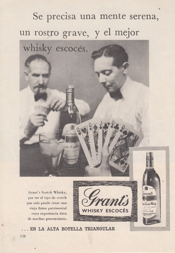 1958 Whisky Escoces Grants Hoja Publicidad Vintage De Epoca