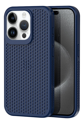 Funda De Disipación De Calor Azul Oscuro Para iPhone 15 Pro