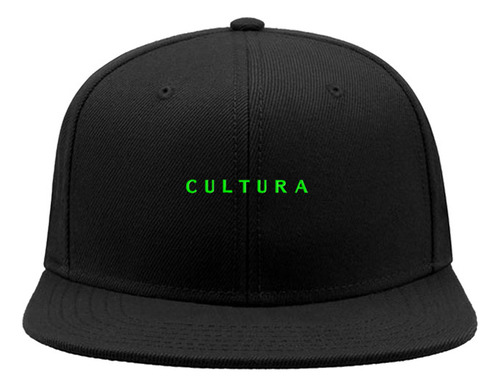 Gorra Plana Snapback Cultura Urban Texto Verde Fluor Bordada