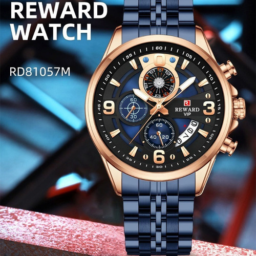Relógios Impermeáveis Masculinos De Moda Esportiva Reward Cor Da Correia Rose Black