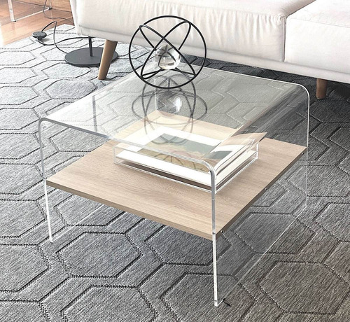 Mesa De Centro De Acrílico Com Mdf - Linda Cor Cristal