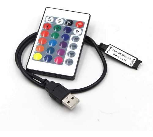 Controladora Fita Led Rgb Usb C/ Controle Wireless Frete 12