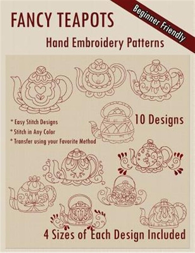 Fancy Teapots Hand Embroidery Patterns - Stitchx Embroidery