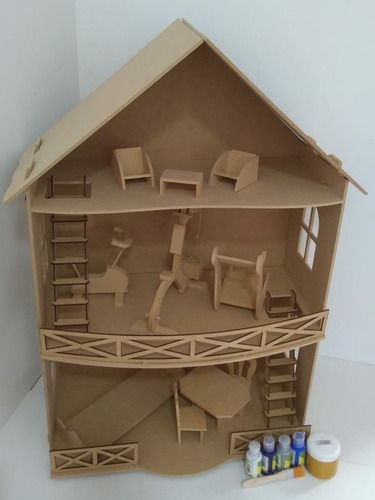 Casa De Muñeca Premium De Madera Fibrofacil Infantil