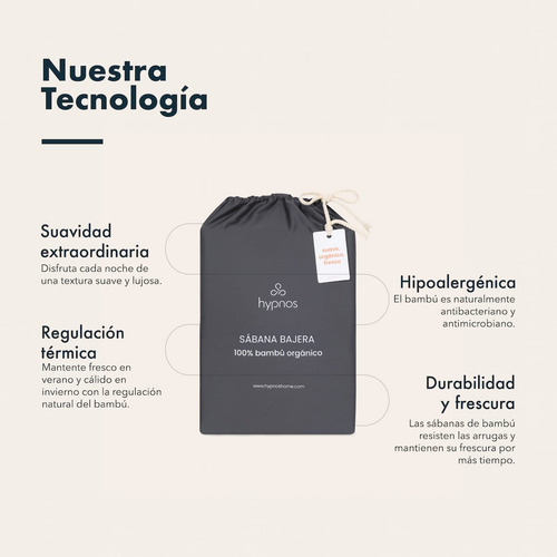 Sábana Bajera | 100% Bambú Orgánico | 2 Plazas | Celeste | Hypnos