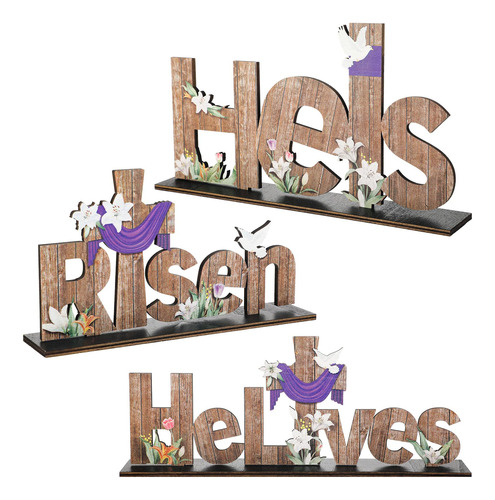 Marsui 3 Pieza Decoracion Mesa Pascua Texto Ingl «he Is Para