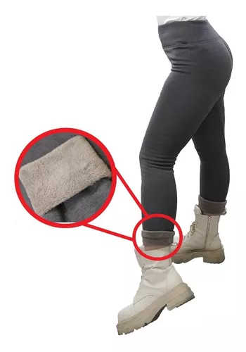 Calzas Termicas Con Piel Spandex Mujer Tiro Medio Invierno