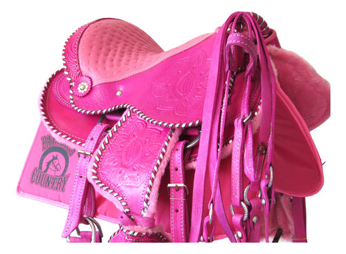 Sela Australiana Infantil De Couro Completa C Manta Cor Rosa-chiclete