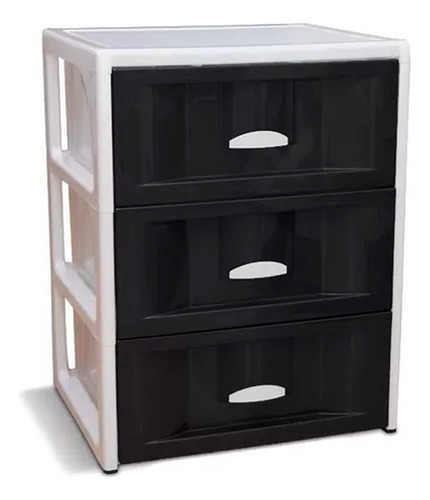 Cajonera Plástica 3 Cajones Colombraro Chani - Rex Color Negro