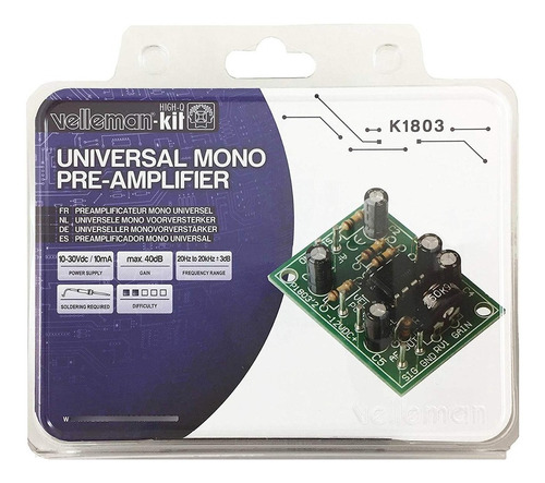 Mono Universal Pre-amplificador Kit - K1803 De Velleman. Kit