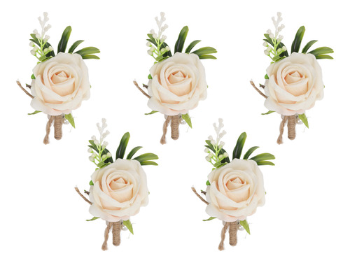 Boutonniere Con Forma De Rosa Para Boda, 5 Unidades, De Plás
