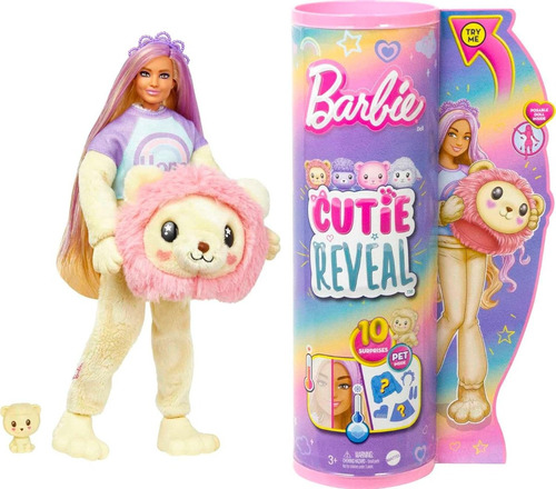 Muñeca Barbie Cutie Reveal Con Disfraz De Leon De Felpa