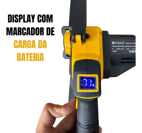 Mini Motosserra A Baterias 30v Com Cabo Extensor Adaptativo