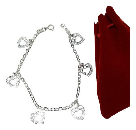 Imagen 1 de 5 de Pulsera Del Amor Con Corazónes En Plata Ley 925