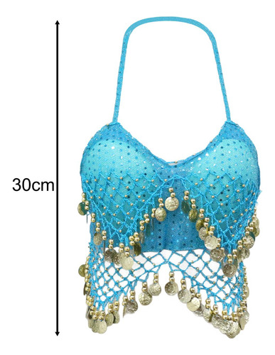 2 Trajes De Top Corto Con Lentejuelas, Ropa De Baile, Azul