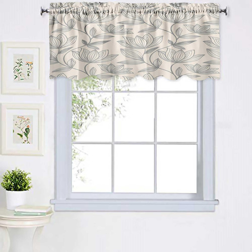 Cortina Cenefa Ventana 52 X 18  Patron Floral Vintage Cocina