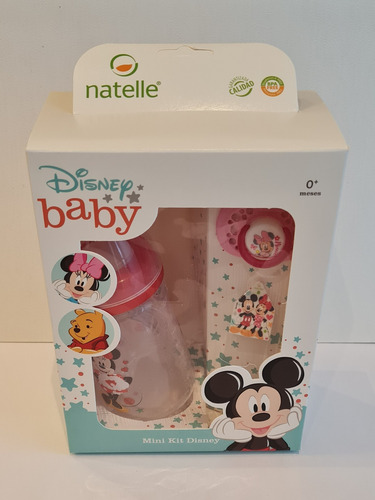Imagen 2 de 2 de Kit De Regalo Mamadera, Chupete Y Portachupete Mickey Minnie