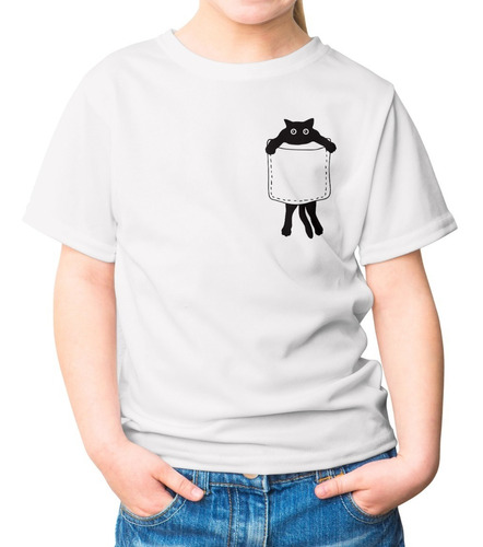 Playera Niño Niña Gato Negro Cat Bolsa Personalizada