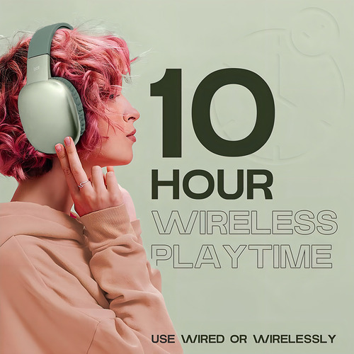 Auriculares Inalámbricos Ijoy Ultra Con Micrófono, Auriculares Bluetooth Inalámbricos Recargables Para Colocar Sobre Las Orejas Con 10 Horas De Reproducción, Ranura Sd, Cable De Respaldo, Auriculares