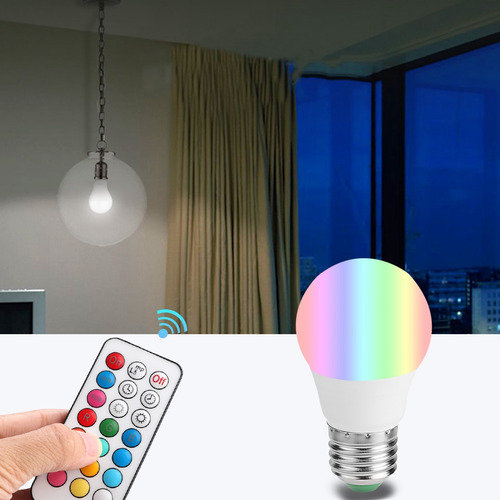 Bombilla Led E27 3w Rgb 16 Colores Con Control Remoto Para P