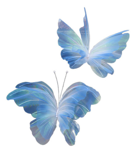 2x Mariposa Artificial Decoración Mariposa Mariposa Azul Y