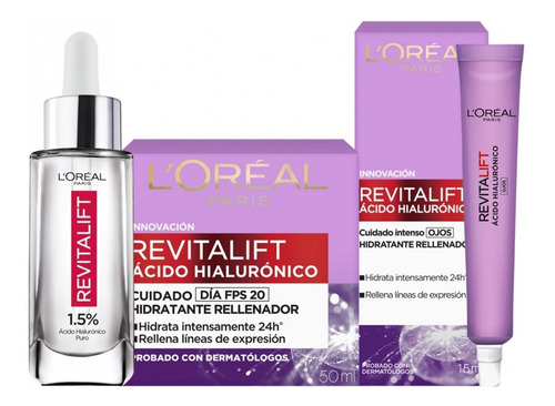Imagen 1 de 1 de Pack Revitalift Hialurónico Crema Día + Serum + Ojos Loreal