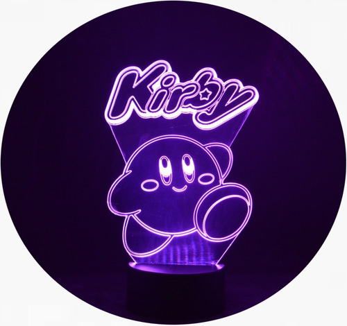 Lámpara 3d Kirby Base Negra + Control Remoto Y Pilas